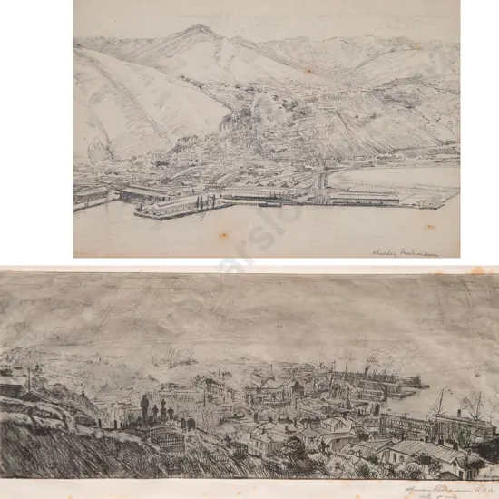 Harry Linley Richardson - Wellington from Mount Victoria & etching (2)