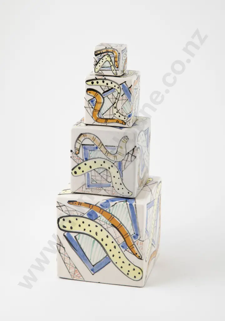 Jeannie Van der Putten Set of Graduated Cubes with Julia Christian Acrylic (2) Image 1++