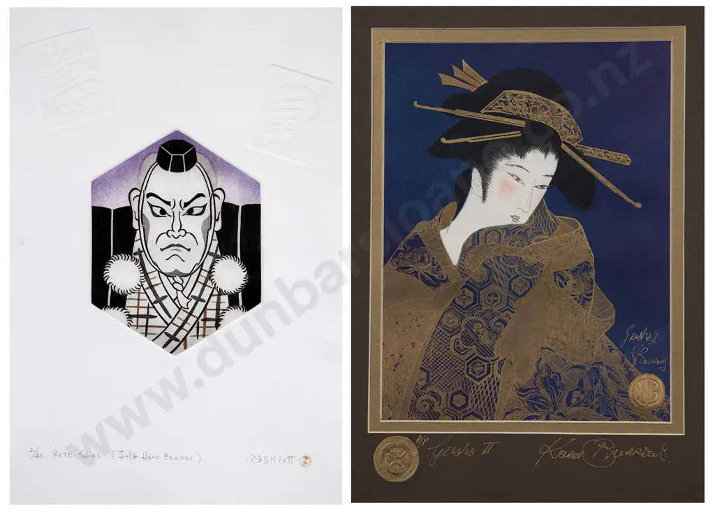 Karel Burrows - Geisha II & Reiko Elliot - Kite Series (Folk Hero Benkei) Image 1++