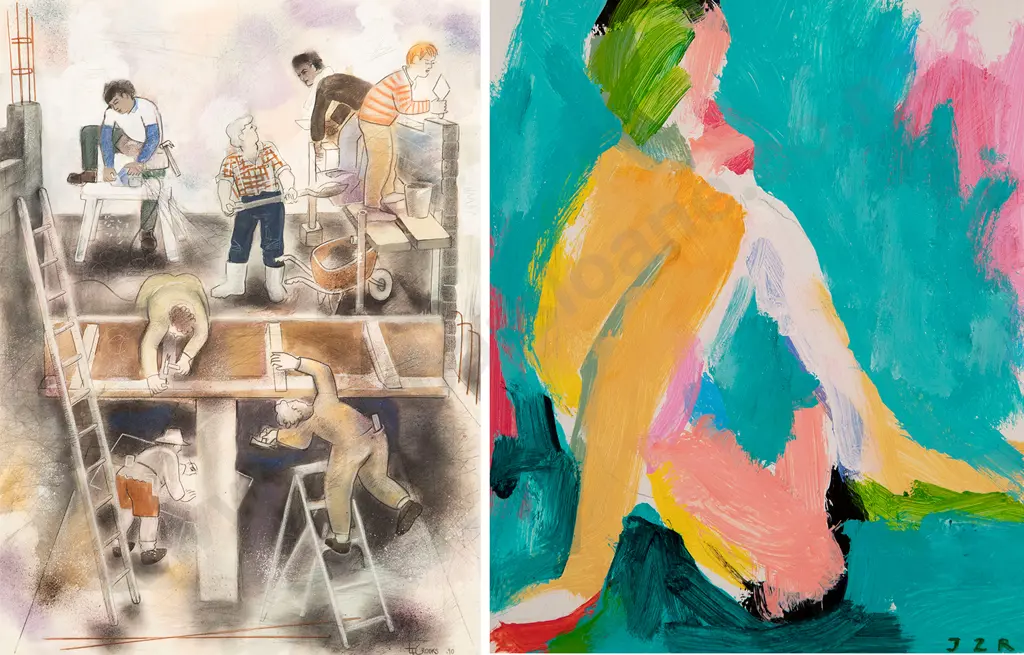 Lindsay Crooks - Construction Site & John Z Robinson - Seated Nude (2) Image 1++