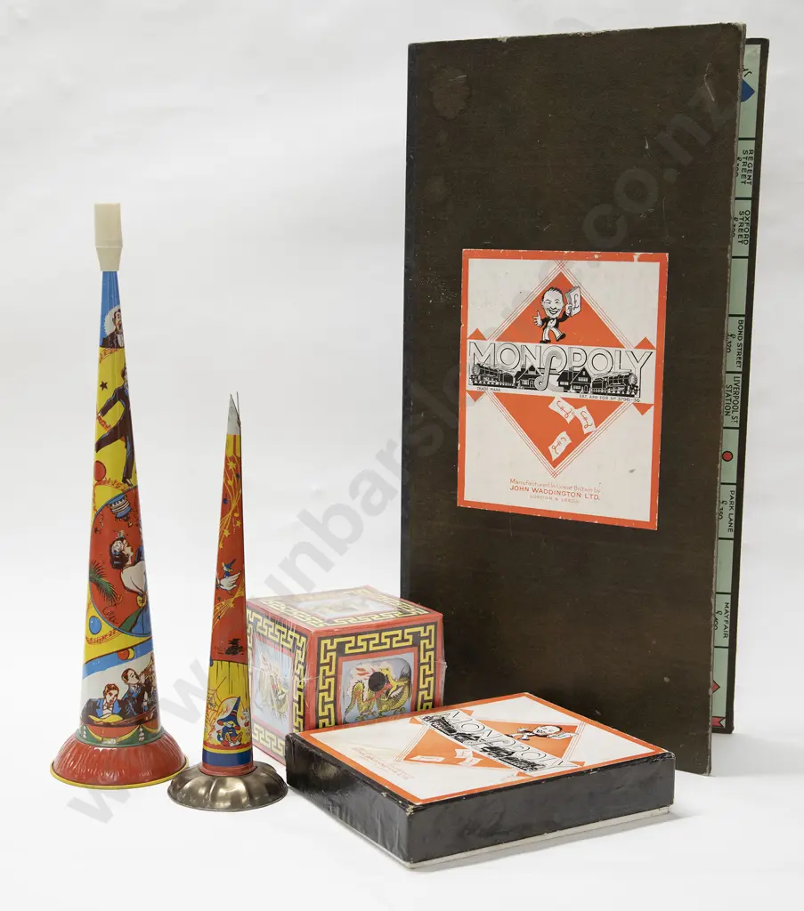 Made in USA Two Printed Tinplate Trumpets Image 1++