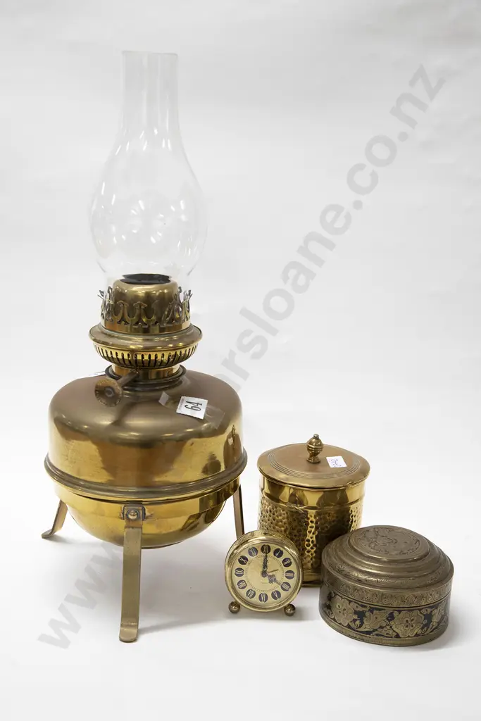 Quantity of Brassware Including Kerosene Lamp and Small Clock etc Image 1++