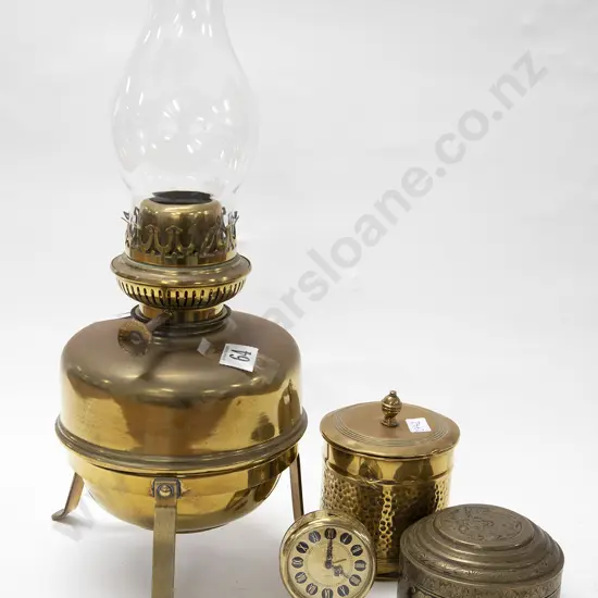 Quantity of Brassware Including Kerosene Lamp and Small Clock etc