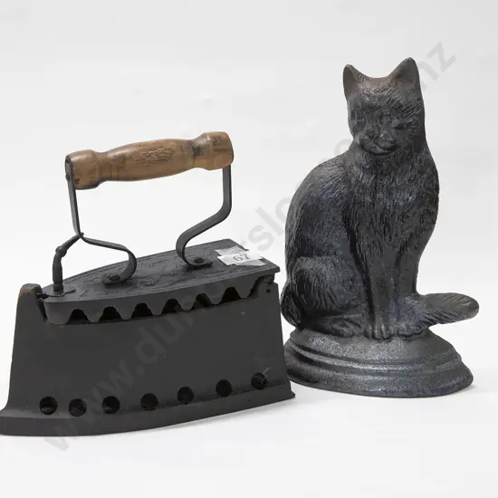 Cast Iron Doorstop and Reproduction Vintage Iron