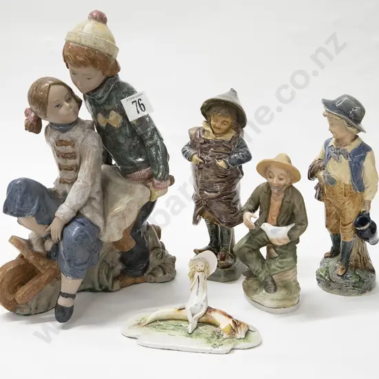 Spanish Figure Group and Four Other Figures