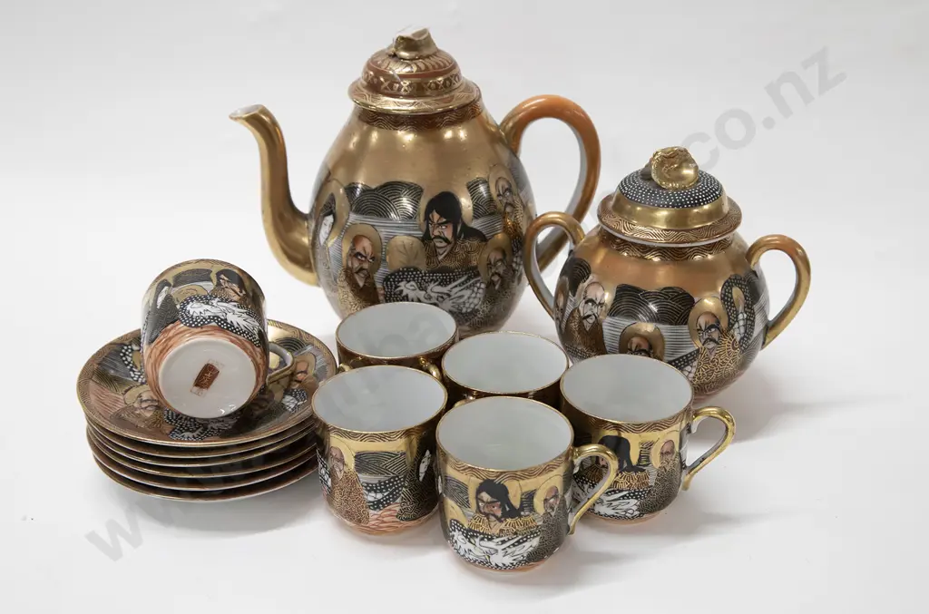 Japanese Satsuma Teaset "Ugly Faces" Image 1++