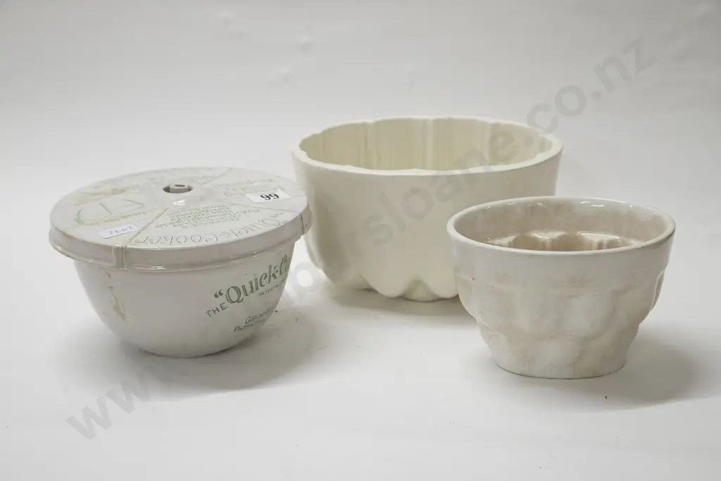 Two Victorian Jelly Moulds and Pudding Steamer Image 1++