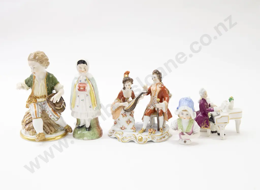 Half China Figure with Staffordshire Figure and Three Others Image 1++