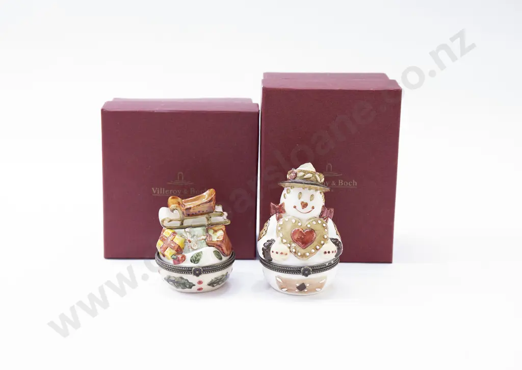 Two Villeroy & Bosch Xmas Tree Trinket Boxes Image 1++