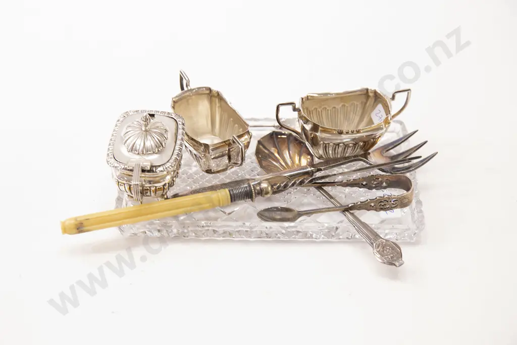Assorted S/S and S/P Items on Crystal Tray (9) Image 1++