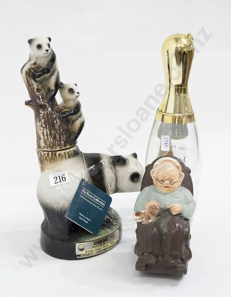 Two Novelty Jim Beam Decanters (opened) and Money Box Image 1++