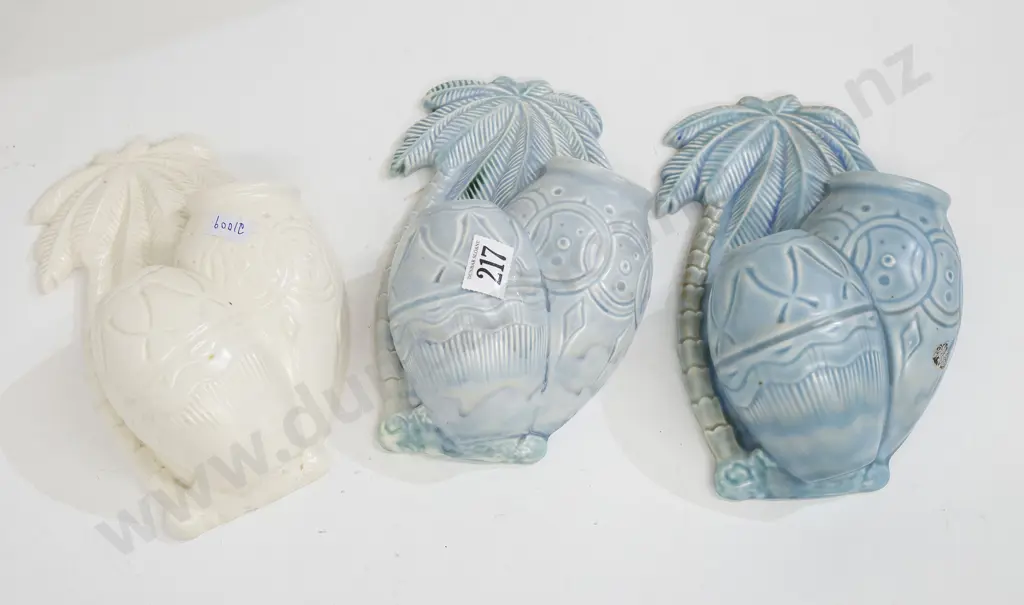 Three Beswick Palm Tree Wall Vases Image 1++