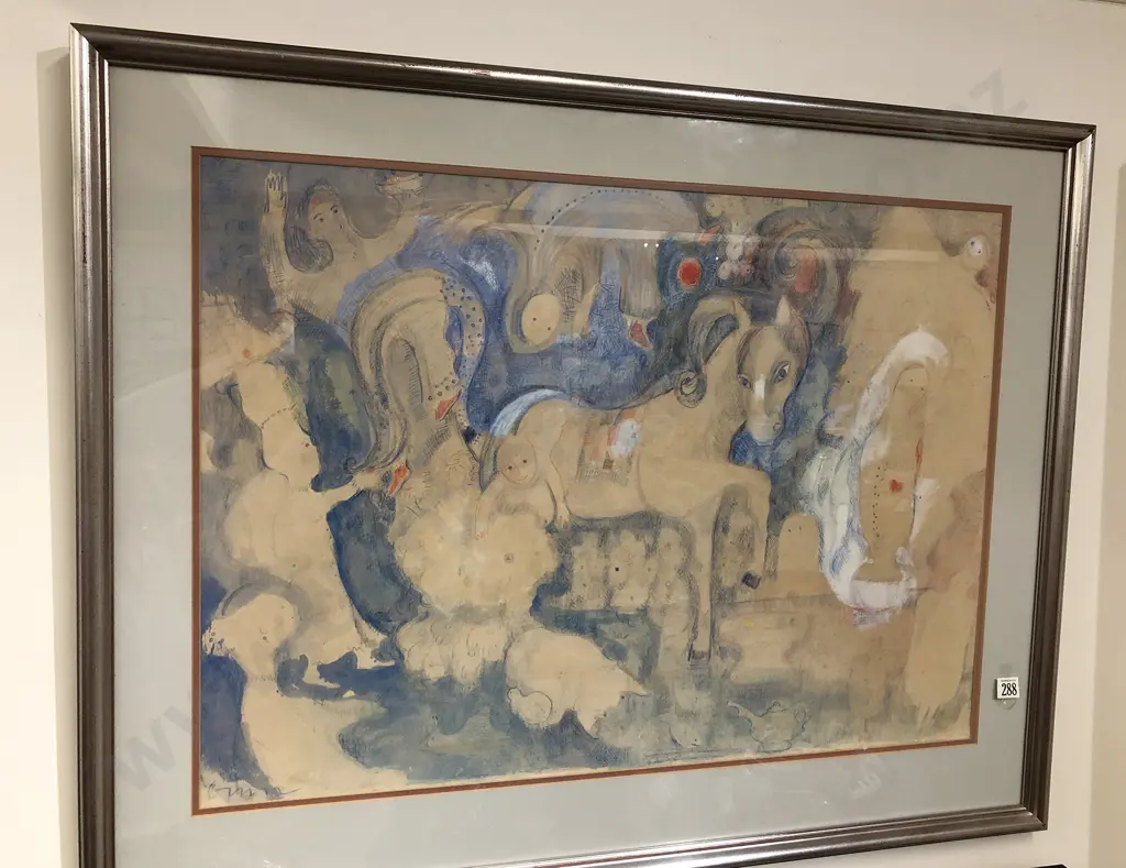 Ellinor Ginn 'White Horse and Friends" watercolour and pencil Image 1++
