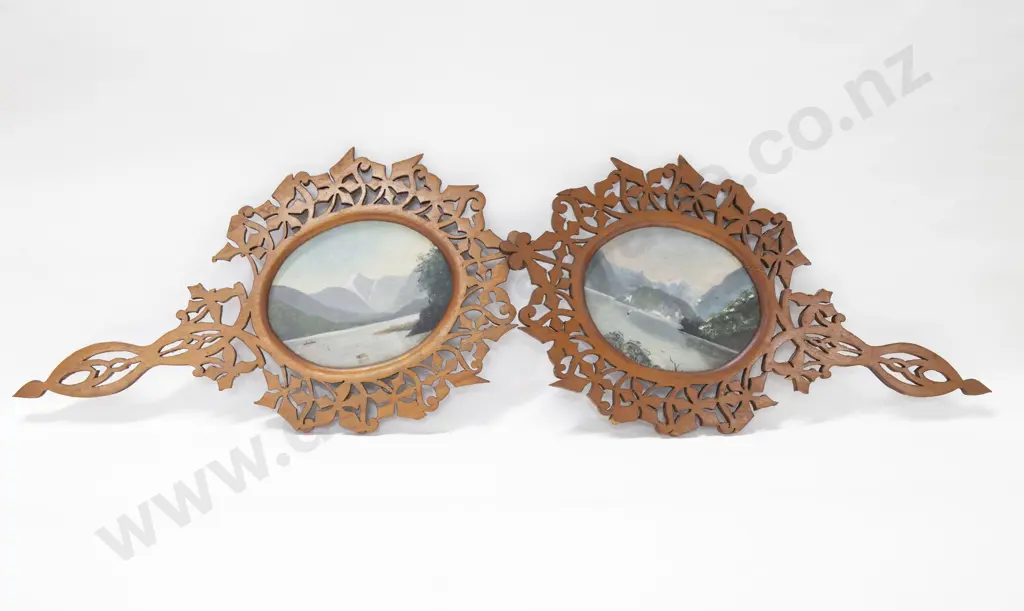 Two Colonial Oils of Lake Wakatipu in Fretwood Frames Image 1++