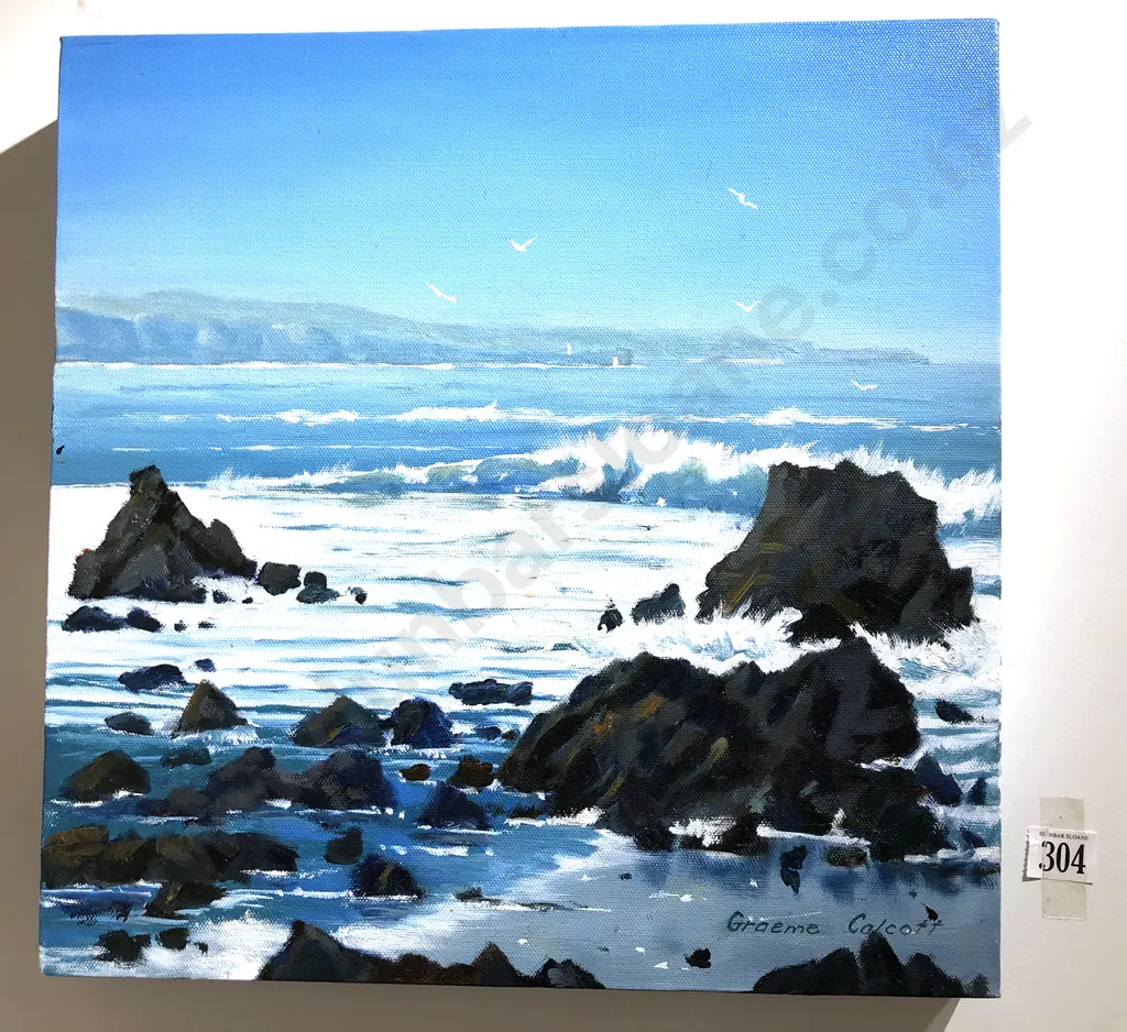 Graham Calcott 'Beach Scene' oil on canvas Image 1++
