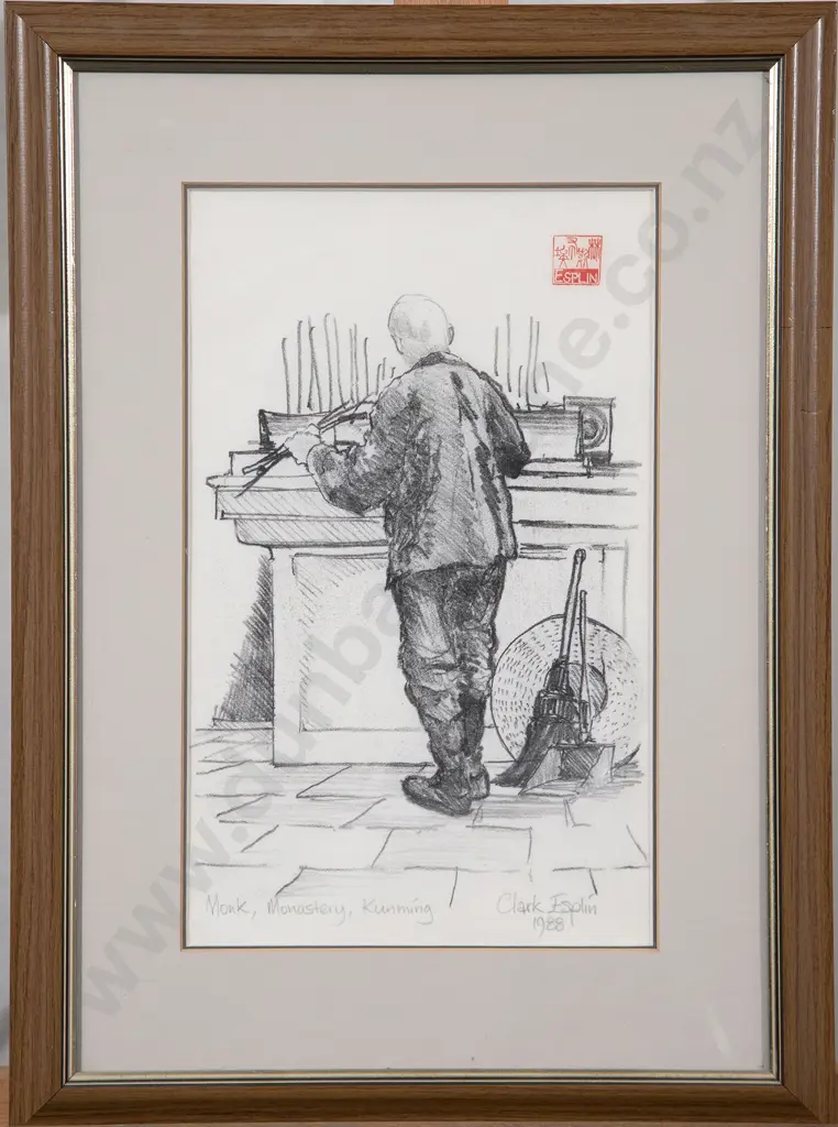 Carl Esplin 'Monk Monastery Kunming' Sketch Image 1++