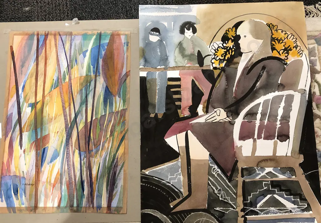 Two L Burbridge Watercolours Together one Other all unframed Image 1++