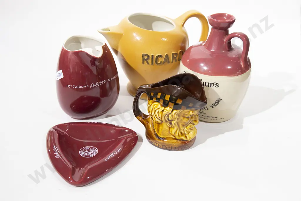 Four Alcohol Advertising Jugs and Ashtray Image 1++