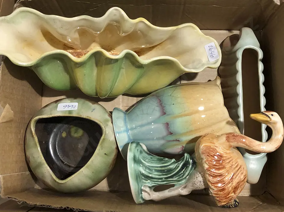 Box of Assorted Pottery Baskets etc Image 1++