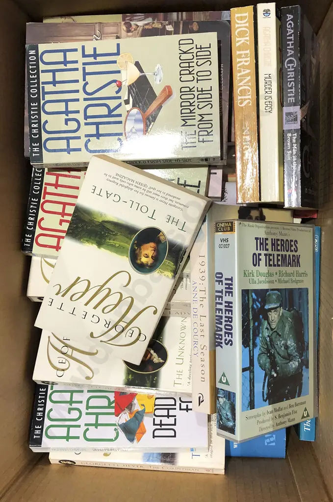 Two Boxes of Books and DVDs Image 1++