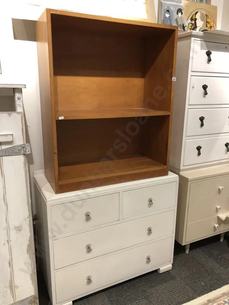 Bookcase and White Painted Chest of Drawers Image 1++