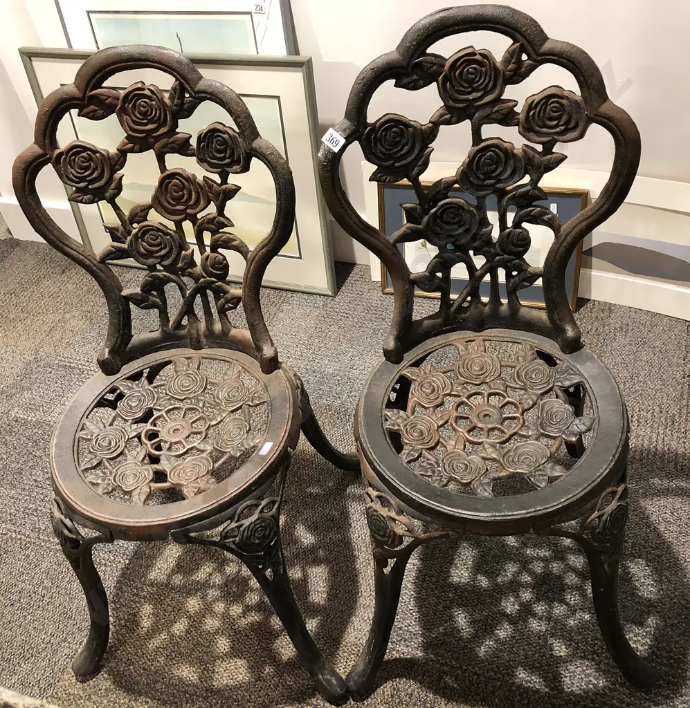Pair of Cast Iron Outdoor Chairs Image 1++