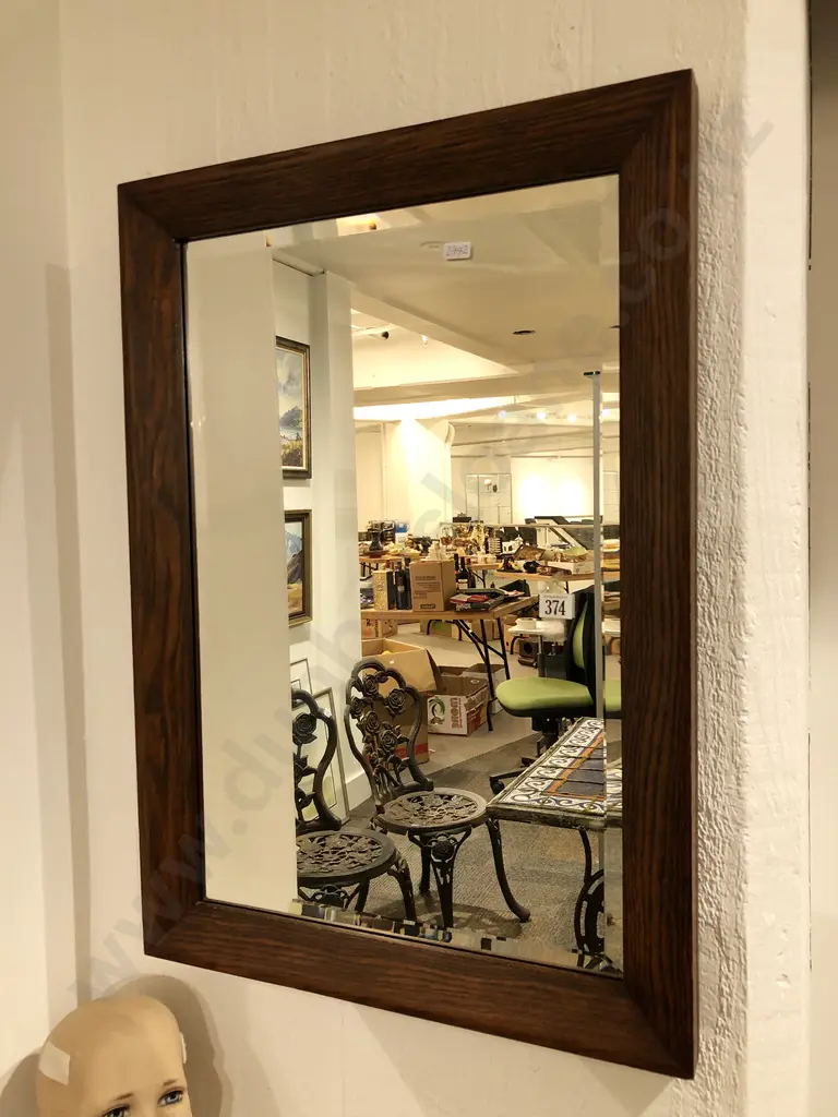 Oak Framed Bevelled Edge Wall Mirror Image 1++