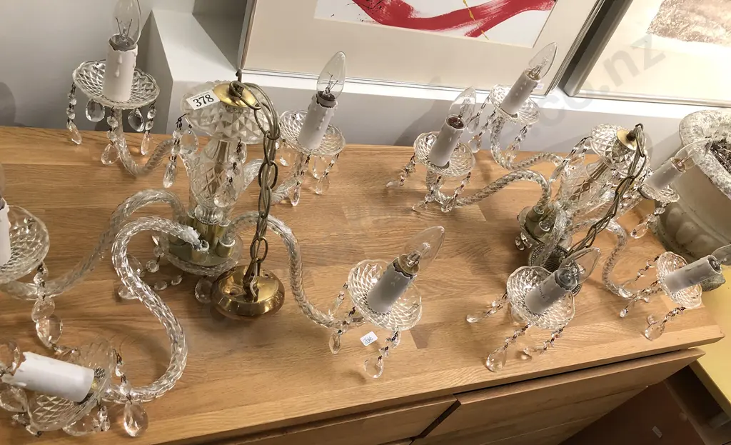 Pair of Vintage Crystal Chandeliers (one a/f) Image 1++
