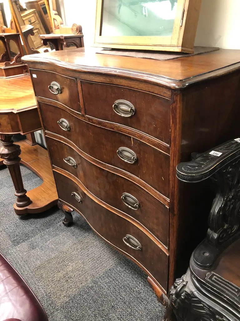 Reproduction Serpentine Front Chest of Drawers Image 1++