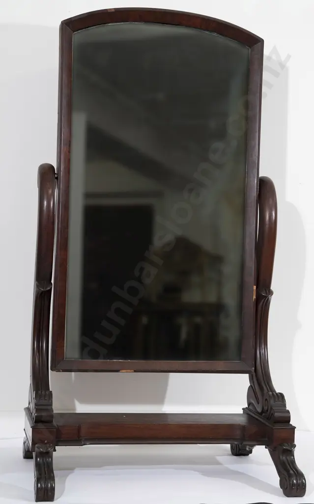 Early Victorian Mahogany Cheval Mirror Image 1++