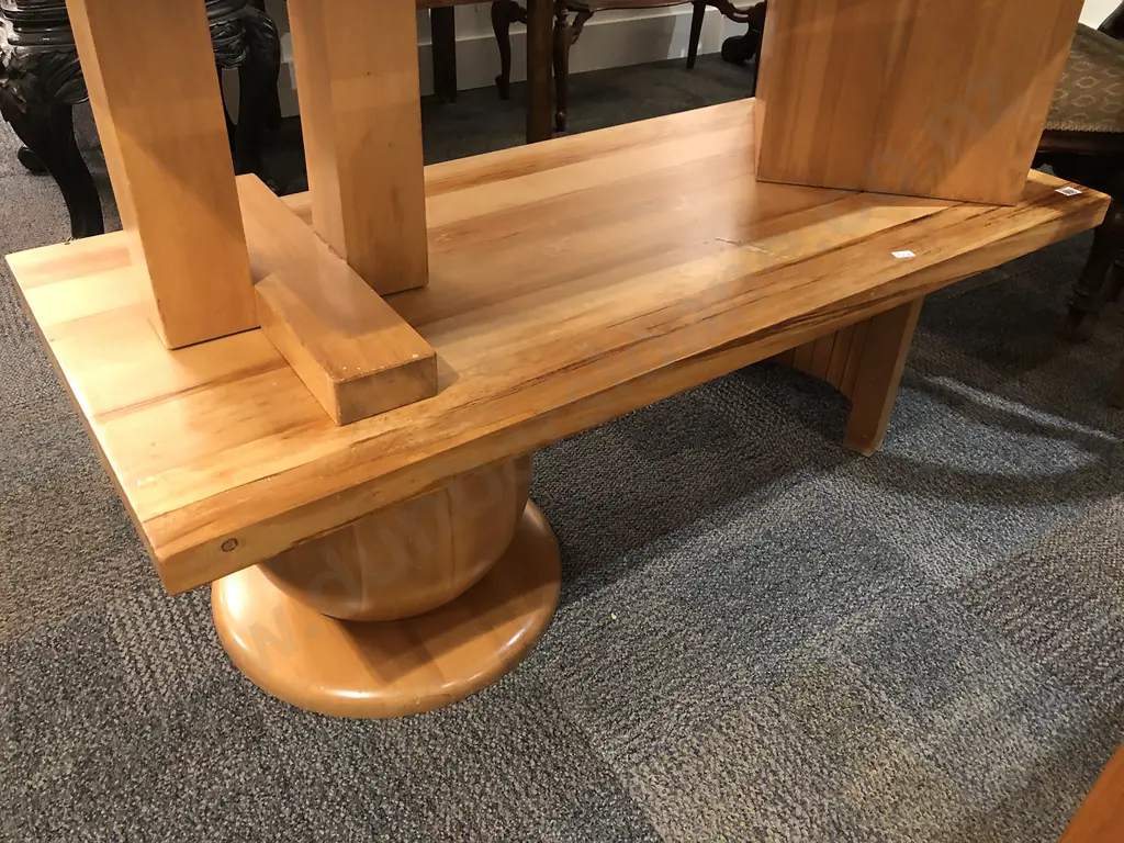 Rimu Coffee Table Turned Wood Base Image 1++