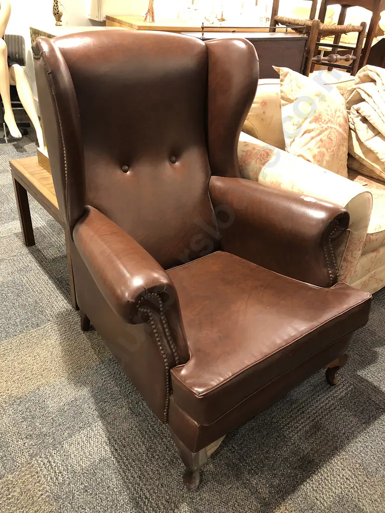 Vinyl Wing Back Armchair Image 1++