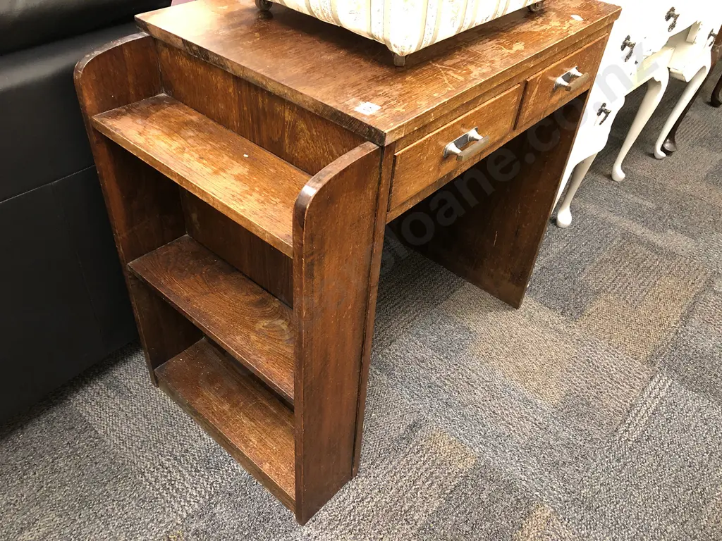 Art Deco Oak Bookcase Desk Image 1++