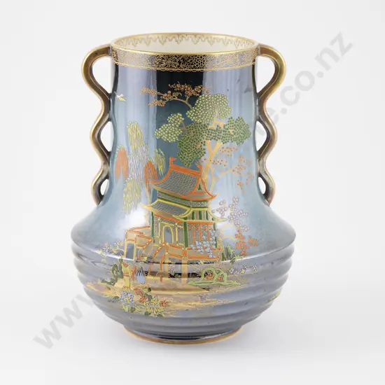 Carlton Ware Bleu Royale Pagoda Pattern Vase