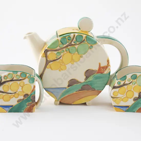 Clarice Cliff Bizarre Secrets Pattern Three Piece Teaset