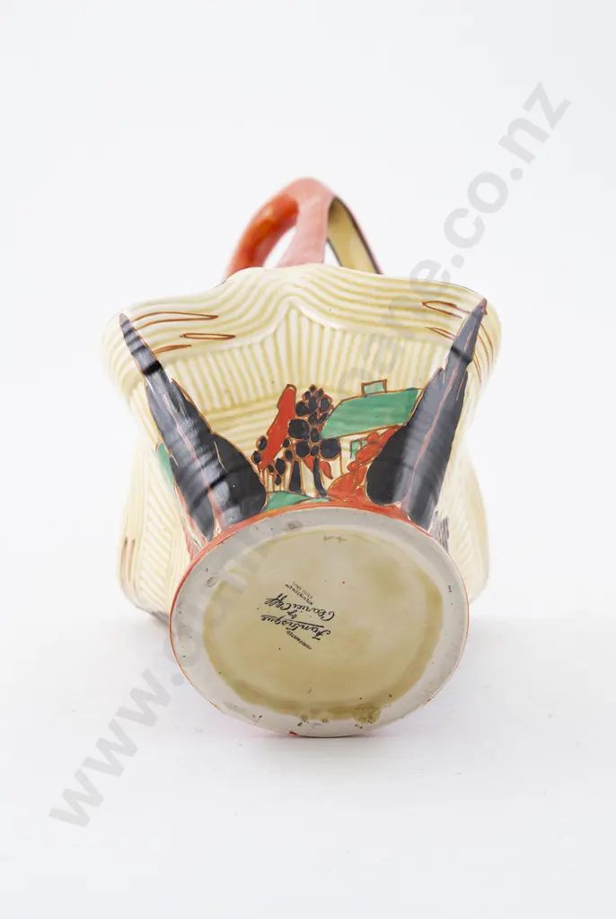 Clarice Cliff Fantasque orange trees & Houses Pattern Basket Image 1++