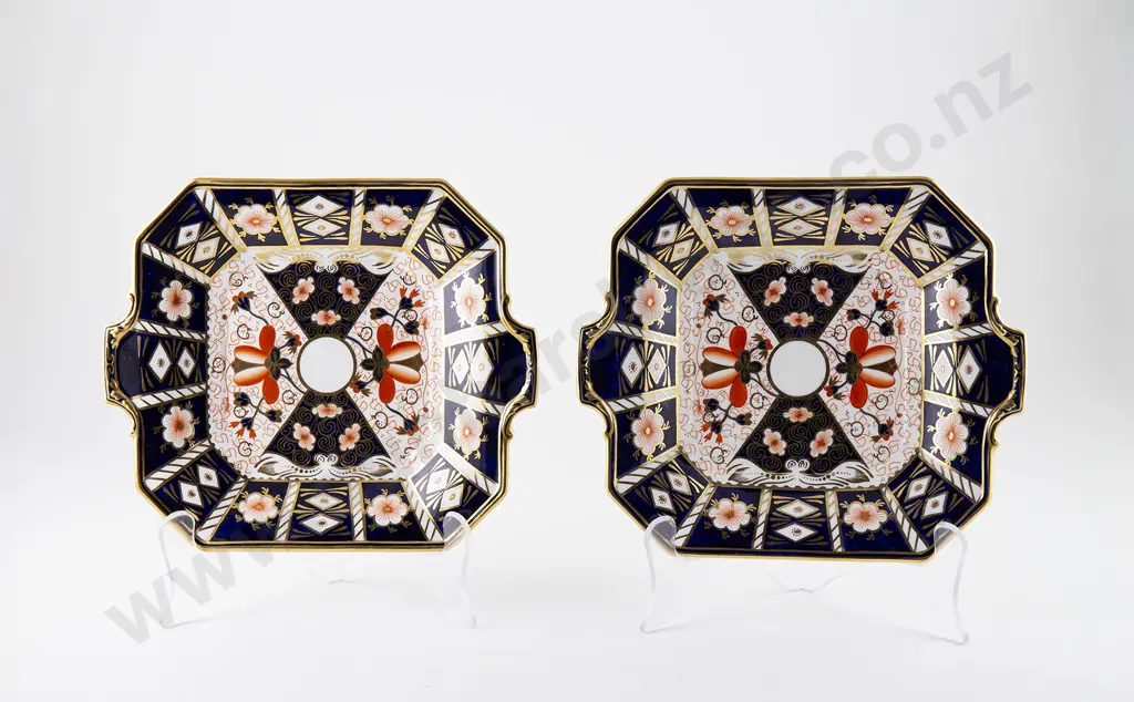 Pair Royal Crown Derby Two Handled Cake Plates Image 1++