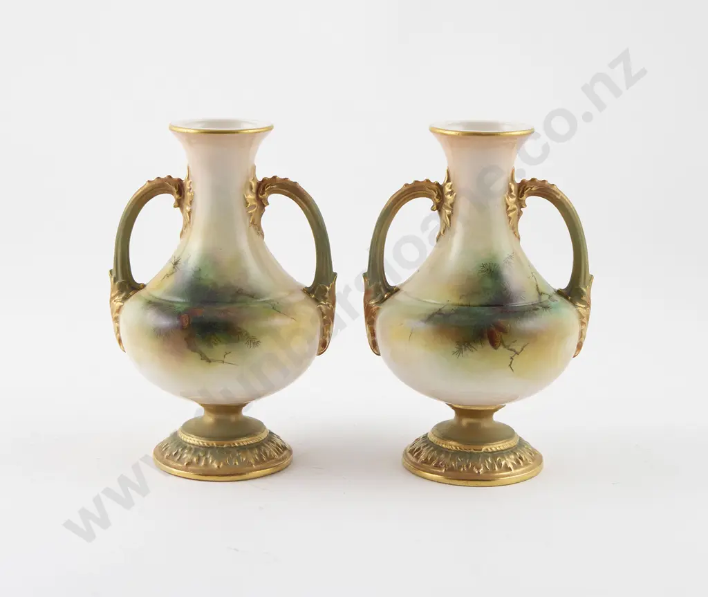 Pair Royal Worcester Posy Vases Image 1++
