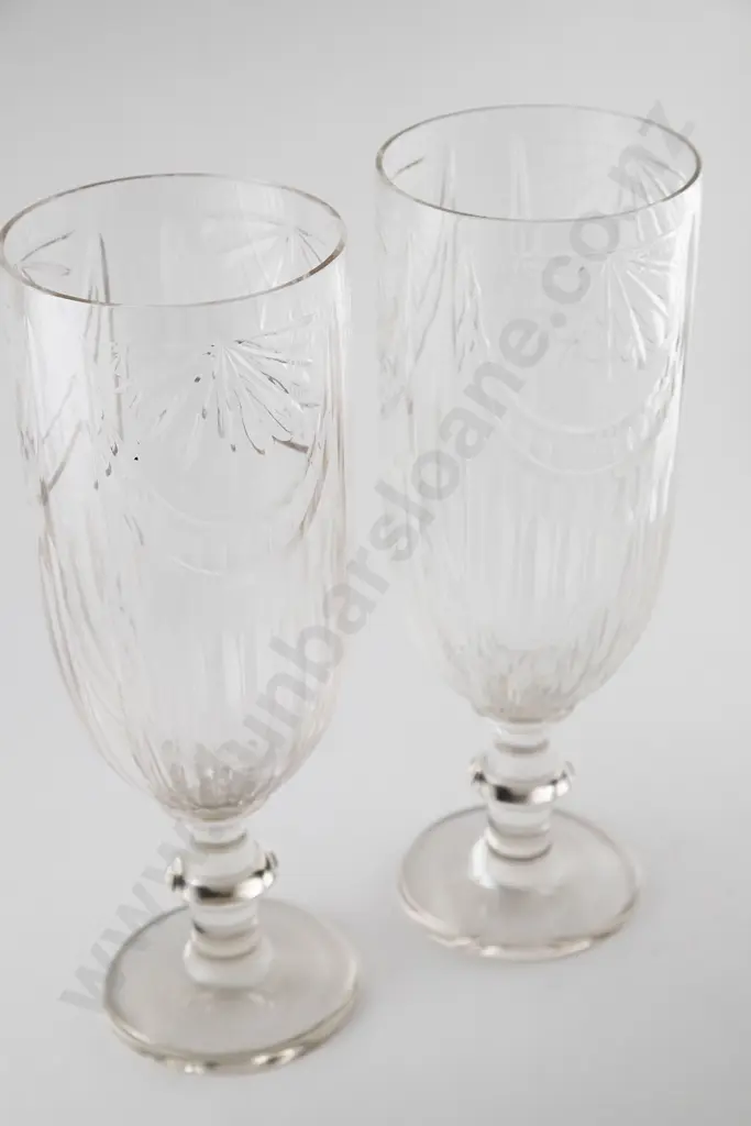 Fine Pair Large Cut Glass Hurricane Lamp/Vases Image 1++