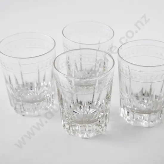 Set Four Elegant Glass Whisky Tumblers