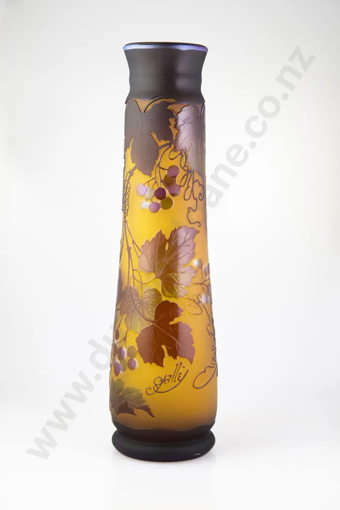 Galle Style Acid Etched Glass Vase Image 1++