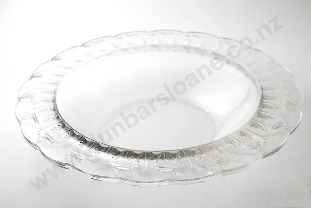 Lalique Clear & Frosted Glass Fruit Bowl Image 1++
