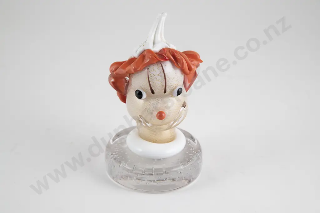 Murano Glass Clown Head Paperweight Designed By Alfredo Barbini Image 1++