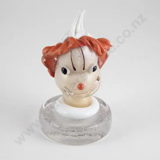 Murano Glass Clown Head Paperweight Designed By Alfredo Barbini