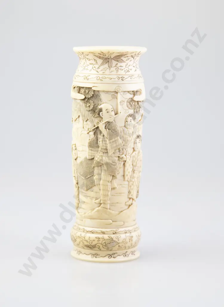 Small Japanese Carved Ivory Spill Vase Image 1++