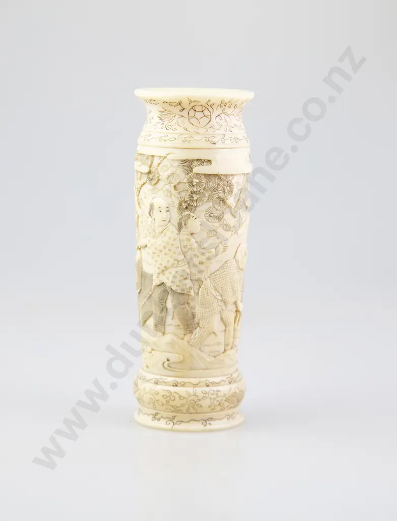 Small Japanese Carved Ivory Spill Vase Image 1++