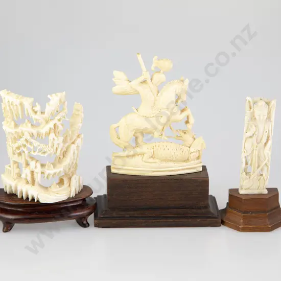 Small Dieppe Ivory Carving of George & the Dragon