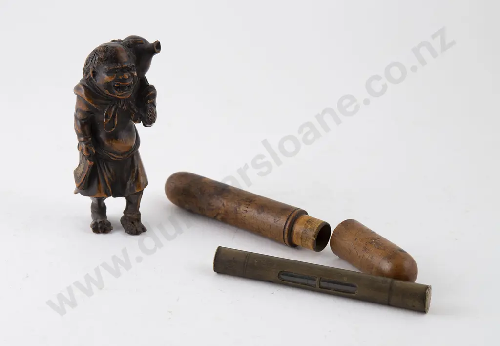 Japanese Carved Wooden Figure Of A Horned Demon Image 1++