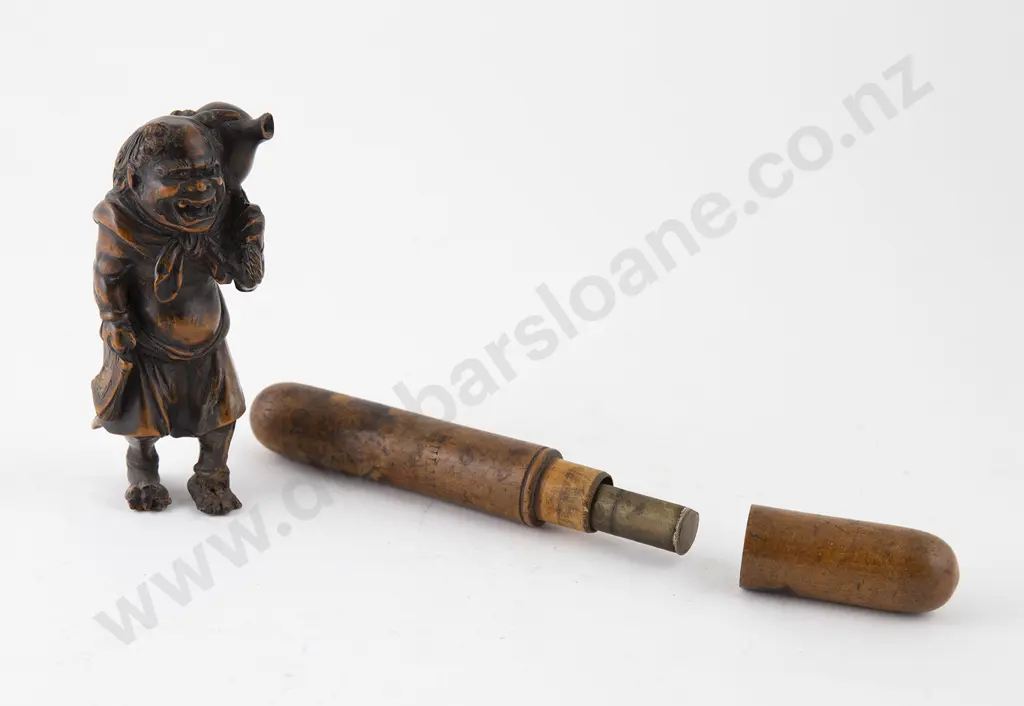 Japanese Carved Wooden Figure Of A Horned Demon Image 1++