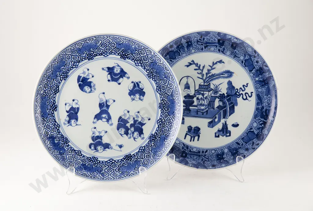 Two C19th Chinese Blue & White Plates Image 1++